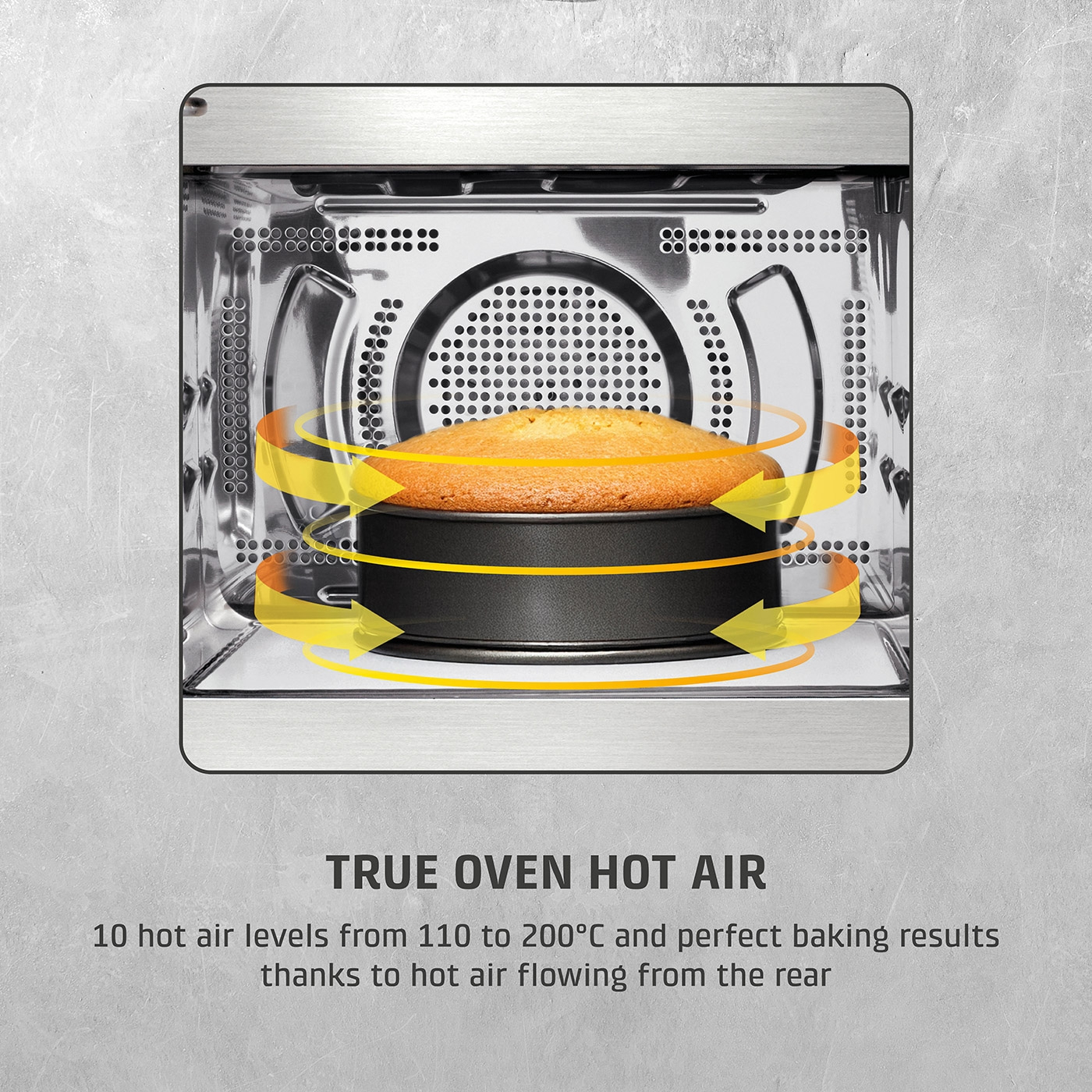 Oven with cake, hot air, 10 levels, 110-200°C, perfect baking result.