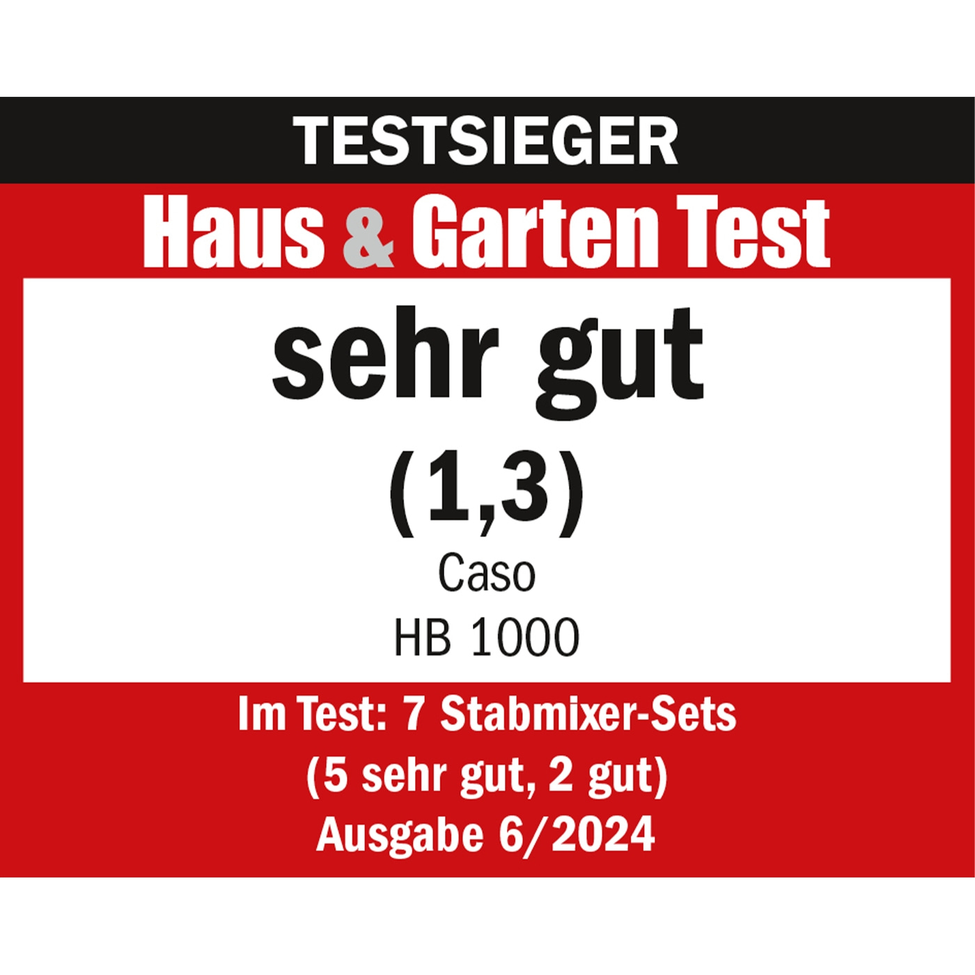 Test winner Haus & Garten Test, very good (1.3), Caso HB 1000, issue 6/2024