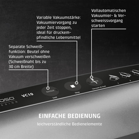 VC 10 PlusEdition Vakuumiergerät mit extra viel gratis Zubehör. Stiftung Warentest Testsieger GUT (2,0), Ausgabe 01/2018