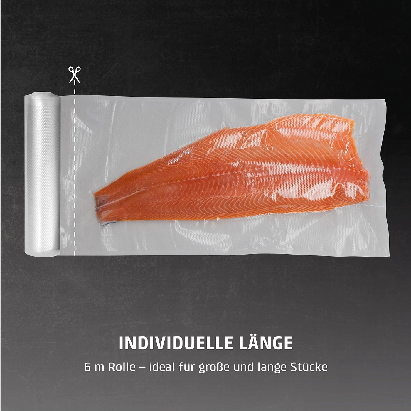 Lachs in Folie, individuelle Länge, 6 m Rolle, ideal für große Stücke