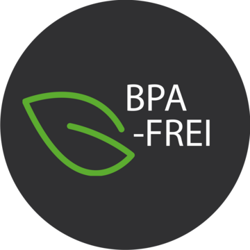 BPA-FREE logo on a dark background with a green leaf, indicating product safety