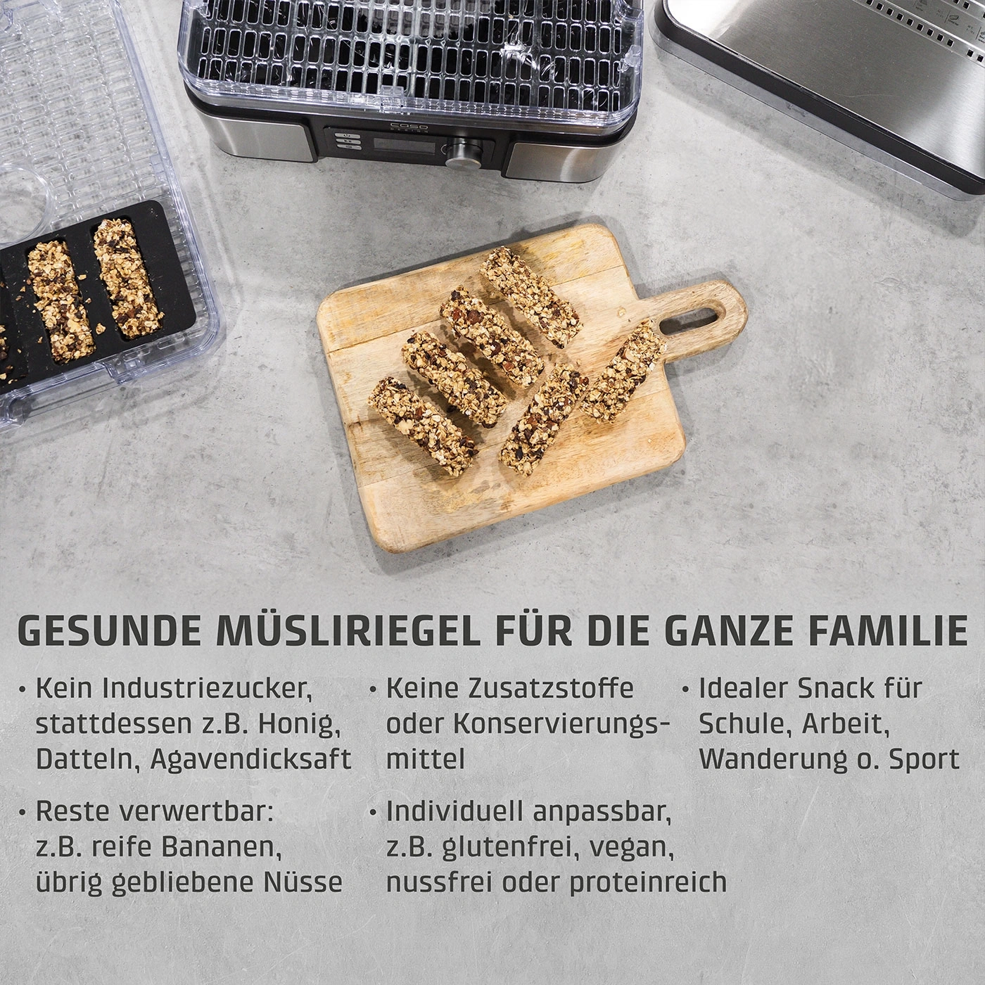 Gesunde Müsliriegel für die ganze Familie, Zutaten, Snack, Schule, Arbeit, Sport