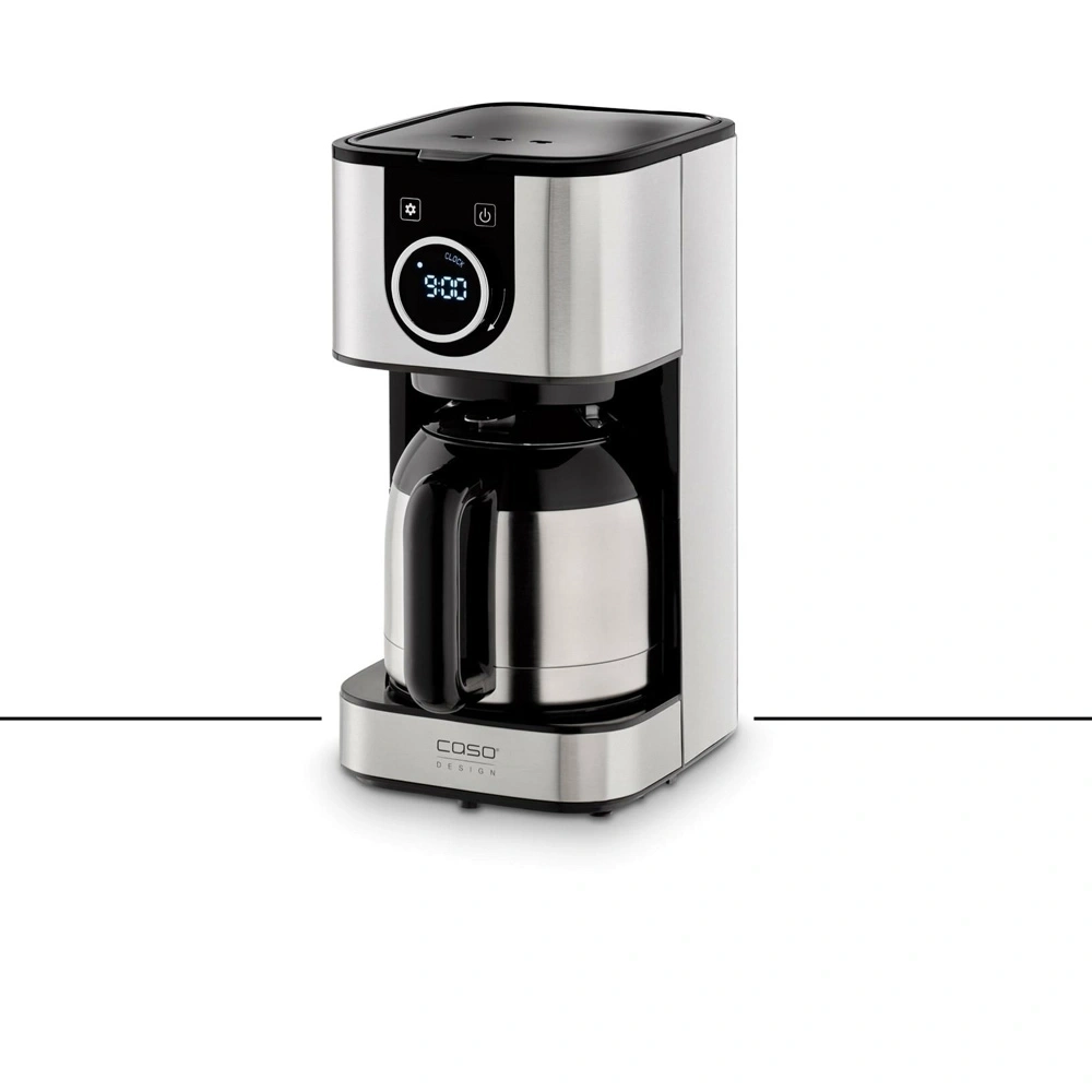 Kaffeemaschine mit digitaler Anzeige, Edelstahl, Caso Design, 9:00 Uhr, Kaffeezubereitung