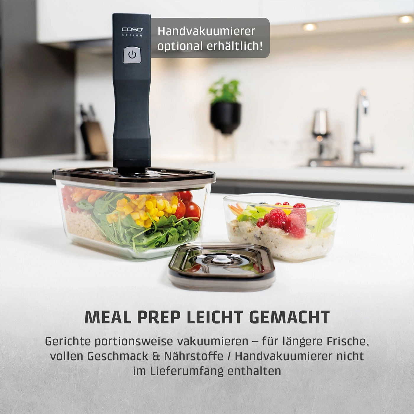 VacuBoxx Eco M Vakuum-Frischebehälter aus Borosilikatglas mit SAN-Deckel