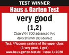 Test award for Caso VRH 700: Very good, Haus & Garten Test, Issue 4/2020.