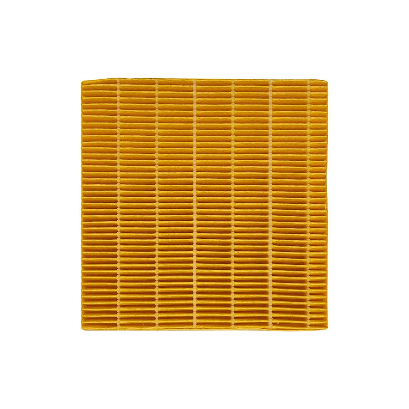 Gelber Filter mit horizontalen Linien, rechteckig, isoliert auf weißem Hintergrund