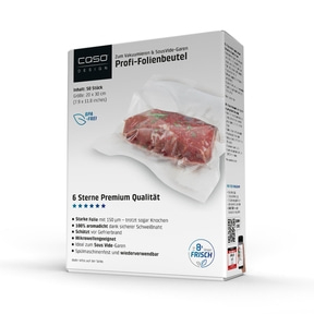 6 Sterne Profi-Folienbeutel 20x30 cm, 50 Stück, 150 μm zum Vakuumieren + Sous Vide Garen