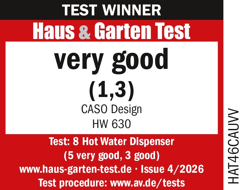 Test seal Haus & Garten Test: "very good" (1.3) for CASO Design HW 630