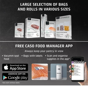 Caso Food Manager App: Vacuum food, label, organize in the app, and more.