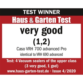 Test winner Haus & Garten Test, very good (1.2) for Caso VRH 700 advanced Pro.
