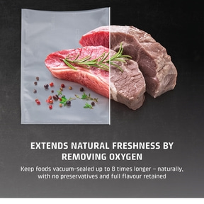 Meat in vacuum packaging, up to 8x longer fresh, without preservatives.