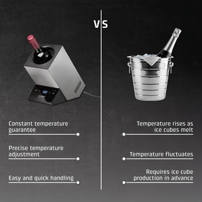 Wine cooler vs ice bucket: temperature control, easy handling, ice cubes
