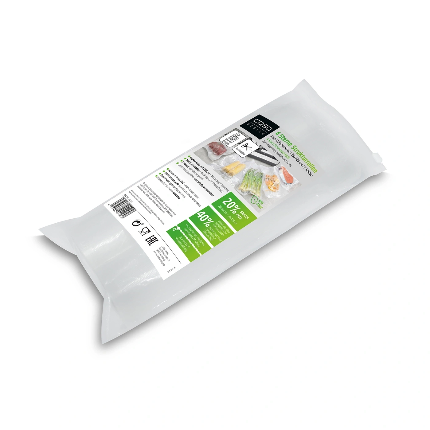 Caso vacuum rolls, 4 stars, 30x720cm, 2 rolls, BPA-free, reusable, strong