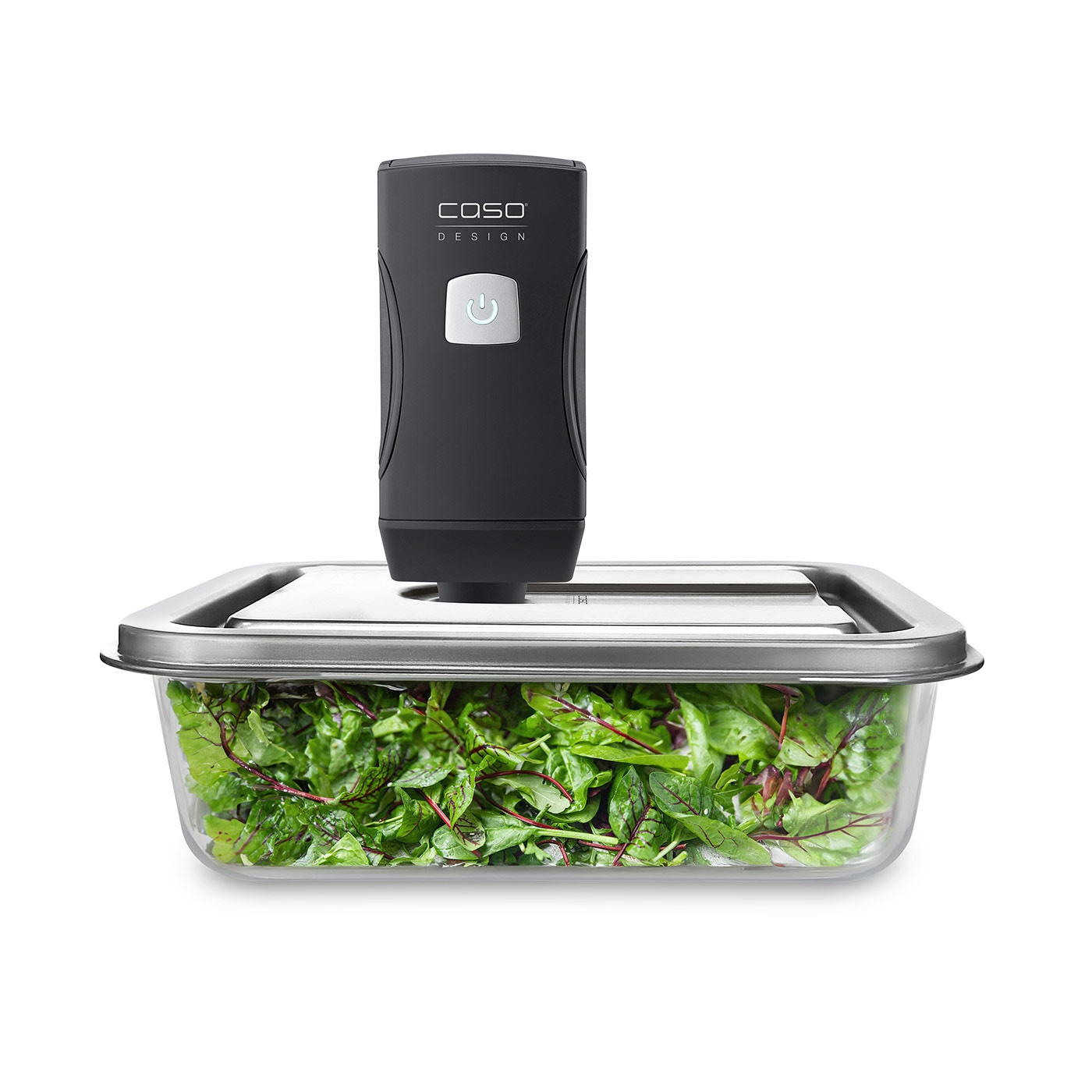 Vacuum sealer with salad in glass container, COSO Design, food storage