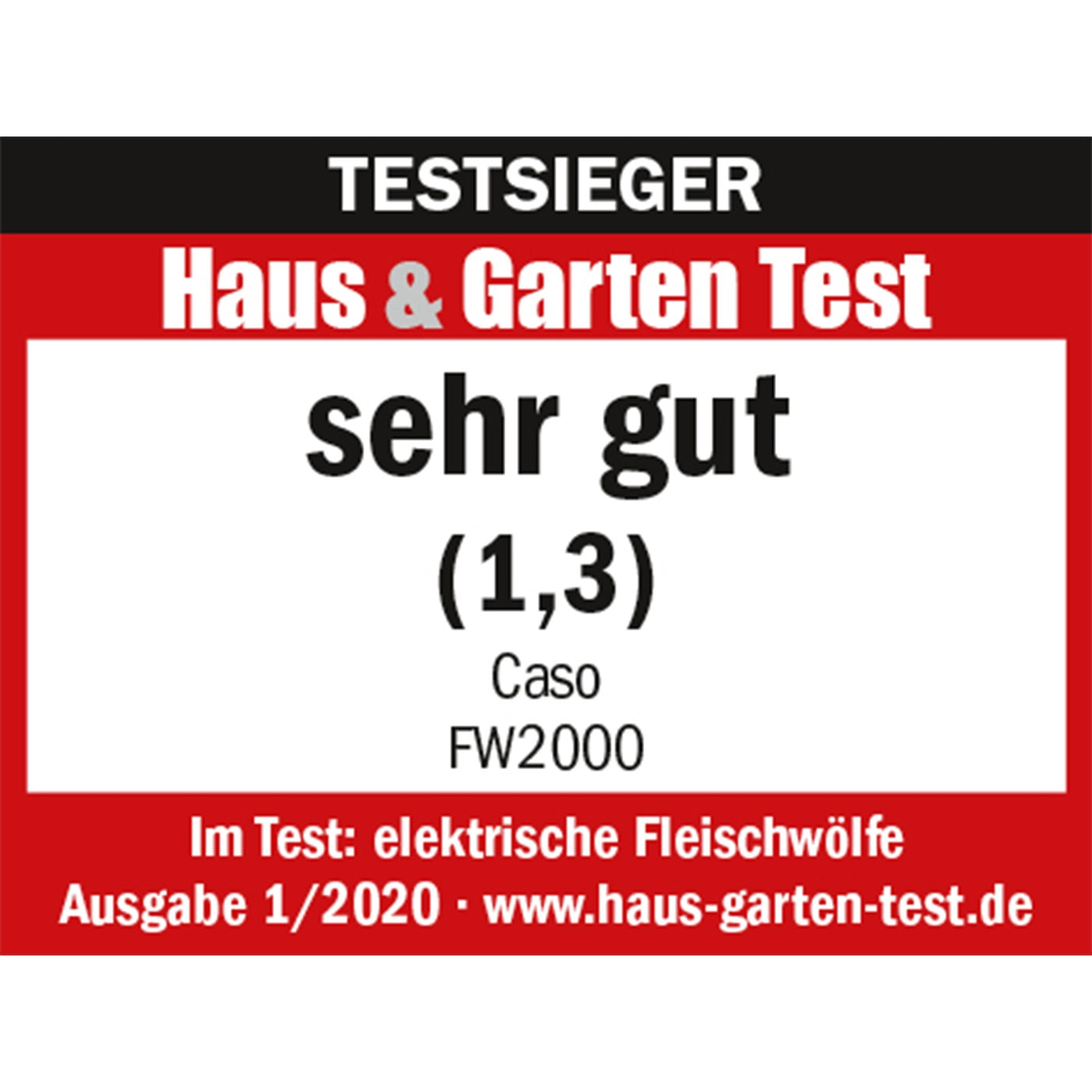 Testsieger Haus & Garten Test, sehr gut (1,3), Caso FW2000, elektrische Fleischwölfe
