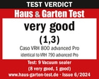 Test verdict: Very good for Caso VRH 800 advanced Pro, Haus & Garten Test, Issue 6/2024.
