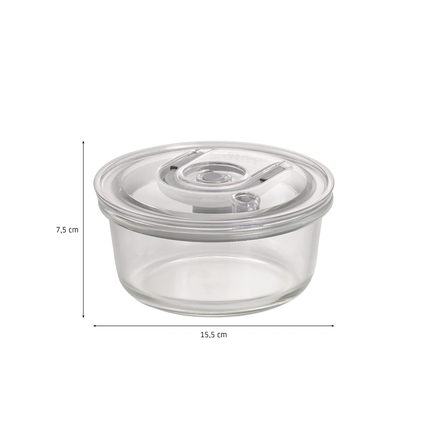Glasbehälter mit Deckel, 7,5 cm hoch, 15,5 cm breit, transparent