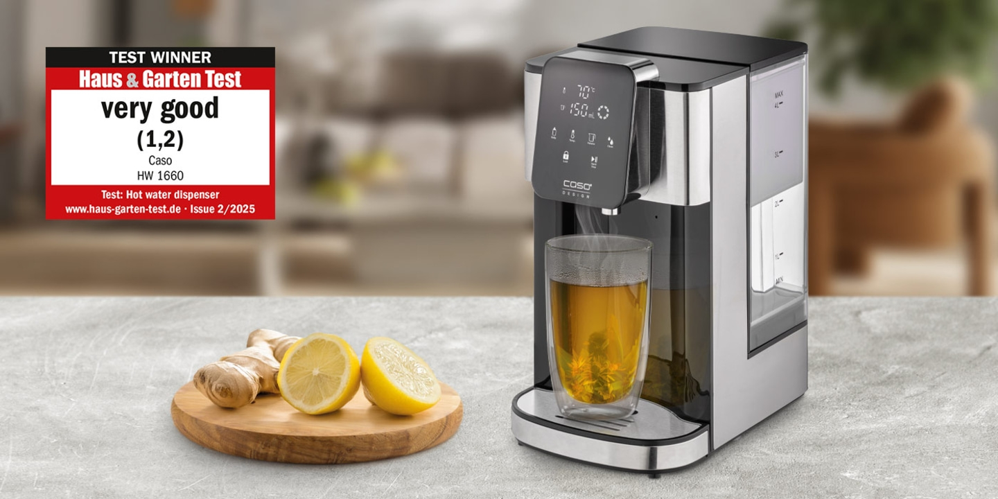 Hot water dispenser with lemon and ginger, tested very good.