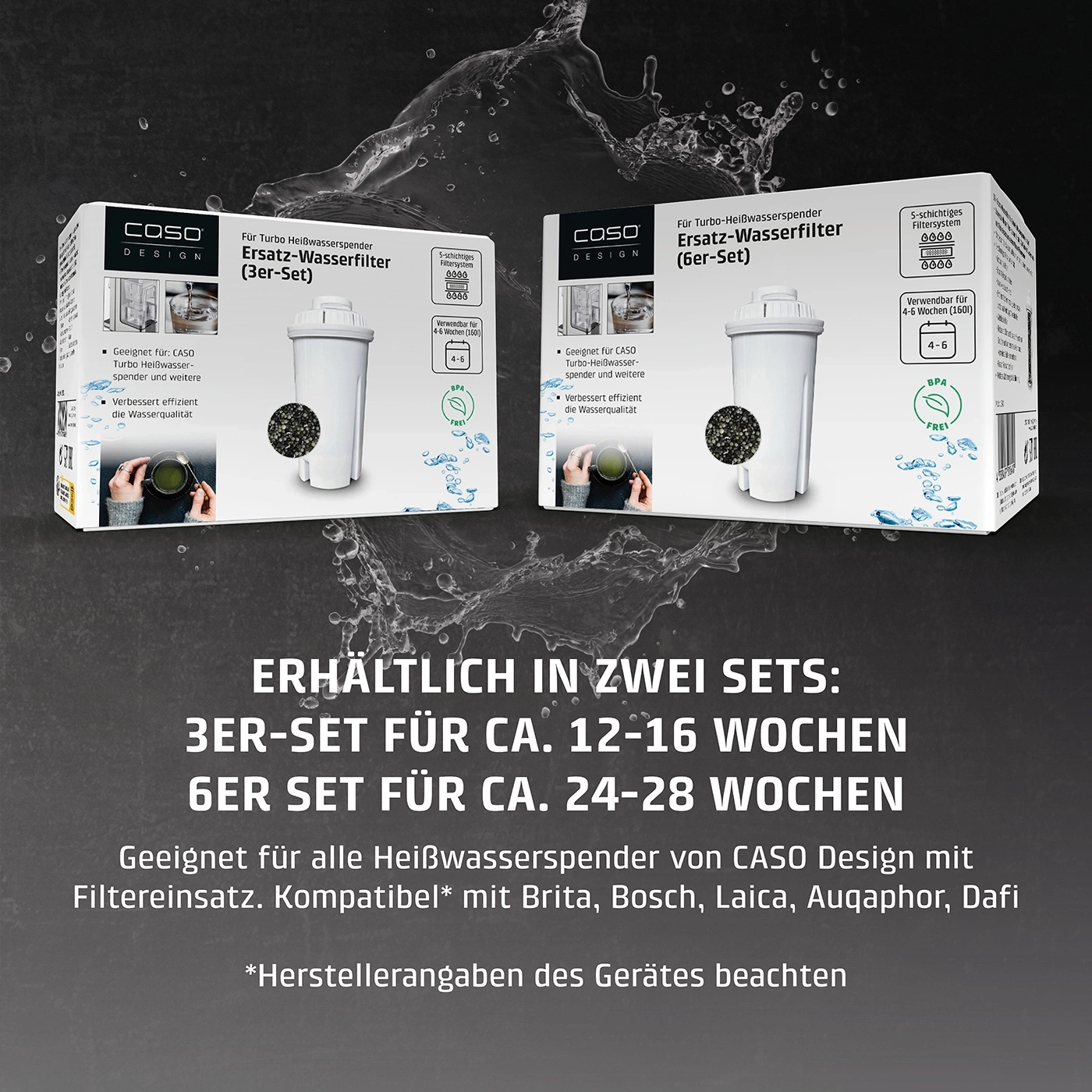 Ersatz-Wasserfilter für Heißwasserspender, 3er-Set und 6er-Set, kompatibel mit Brita, Bosch, Laica, Auqaphor, Dafi