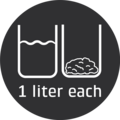 Two beakers, one with liquid, one with solid, both 1 liter each.