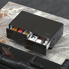 Sound & Cool Black Lounge-Tisch mit Kühlfächern, Soundbar & Lademöglichkeiten
