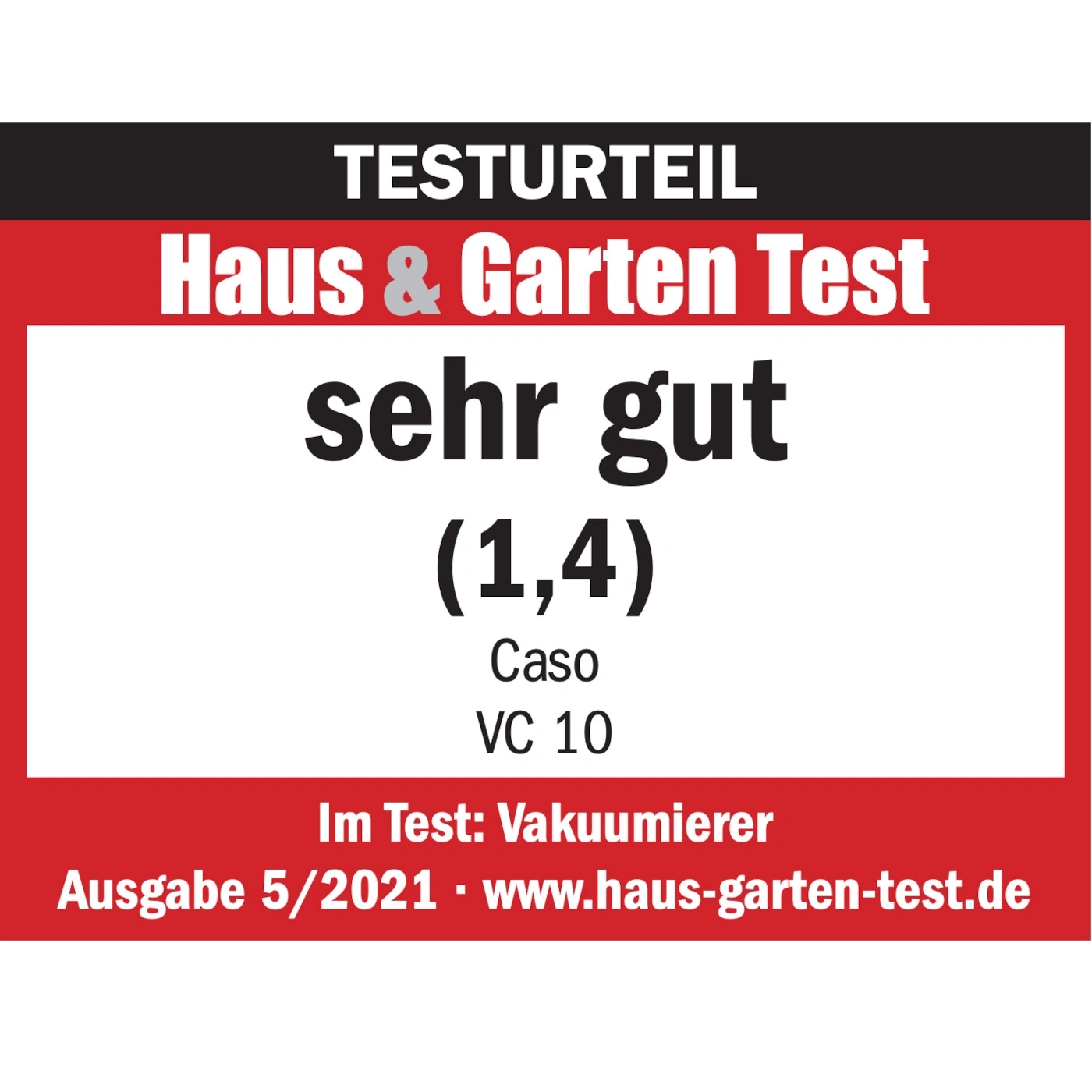Test result Haus & Garten Test, very good (1.4), Caso VC 10, vacuum sealer, issue 5/2021