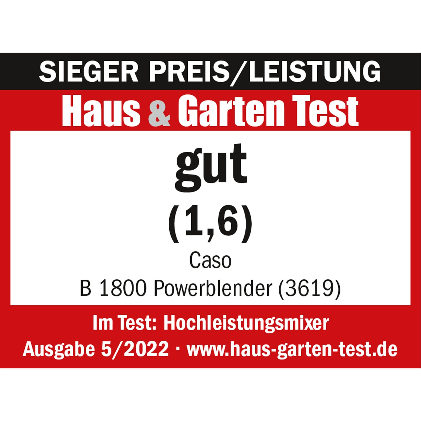 Winner price/performance, Haus & Garten Test, good (1.6), Caso B 1800 Powerblender (3619)
