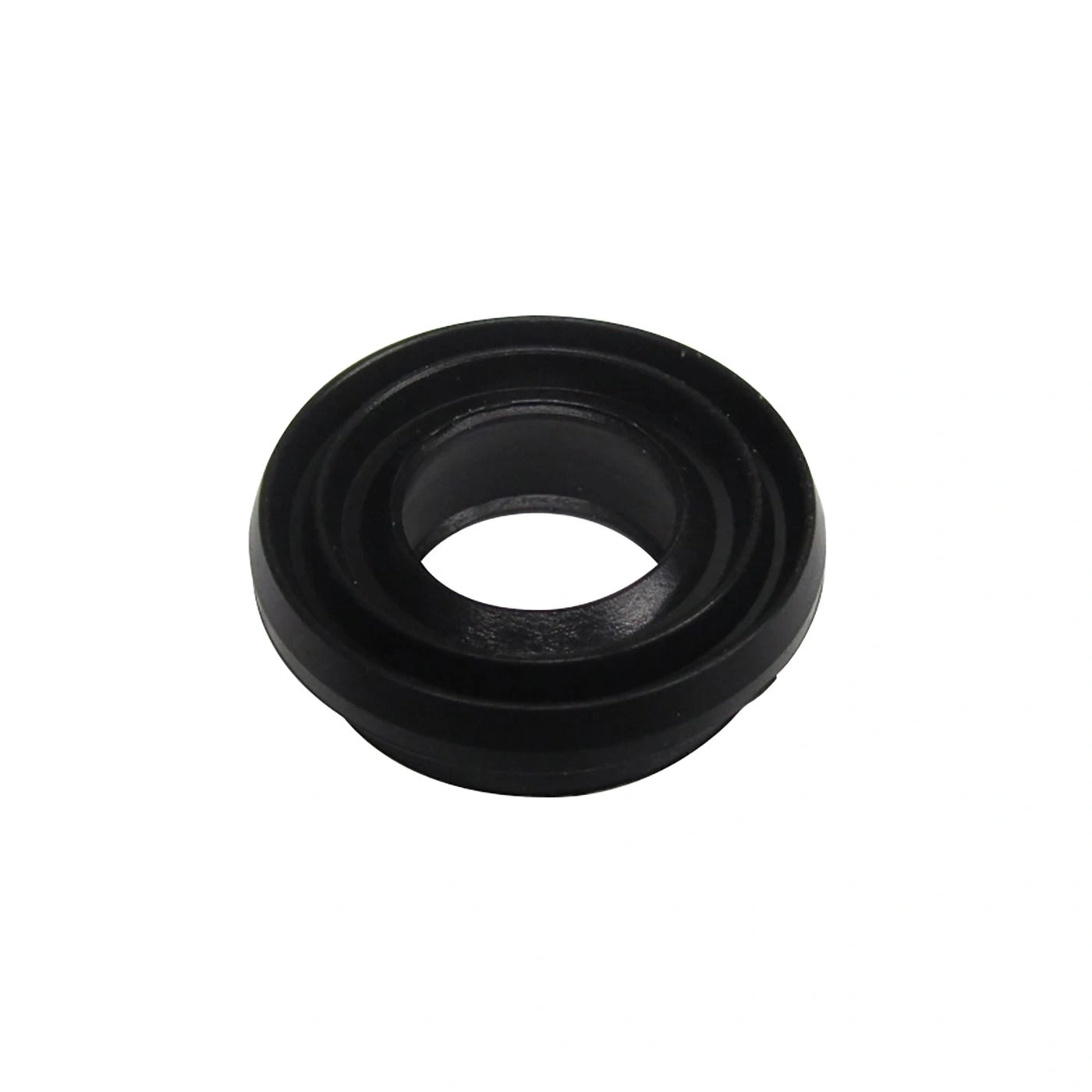 Schwarzer Gummi-Dichtungsring mit Loch in der Mitte, Nahaufnahme