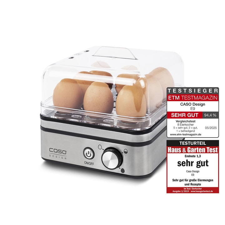 Egg cooker with test results: Very good, 94.4%, Caso Design E9, Haus & Garten Test