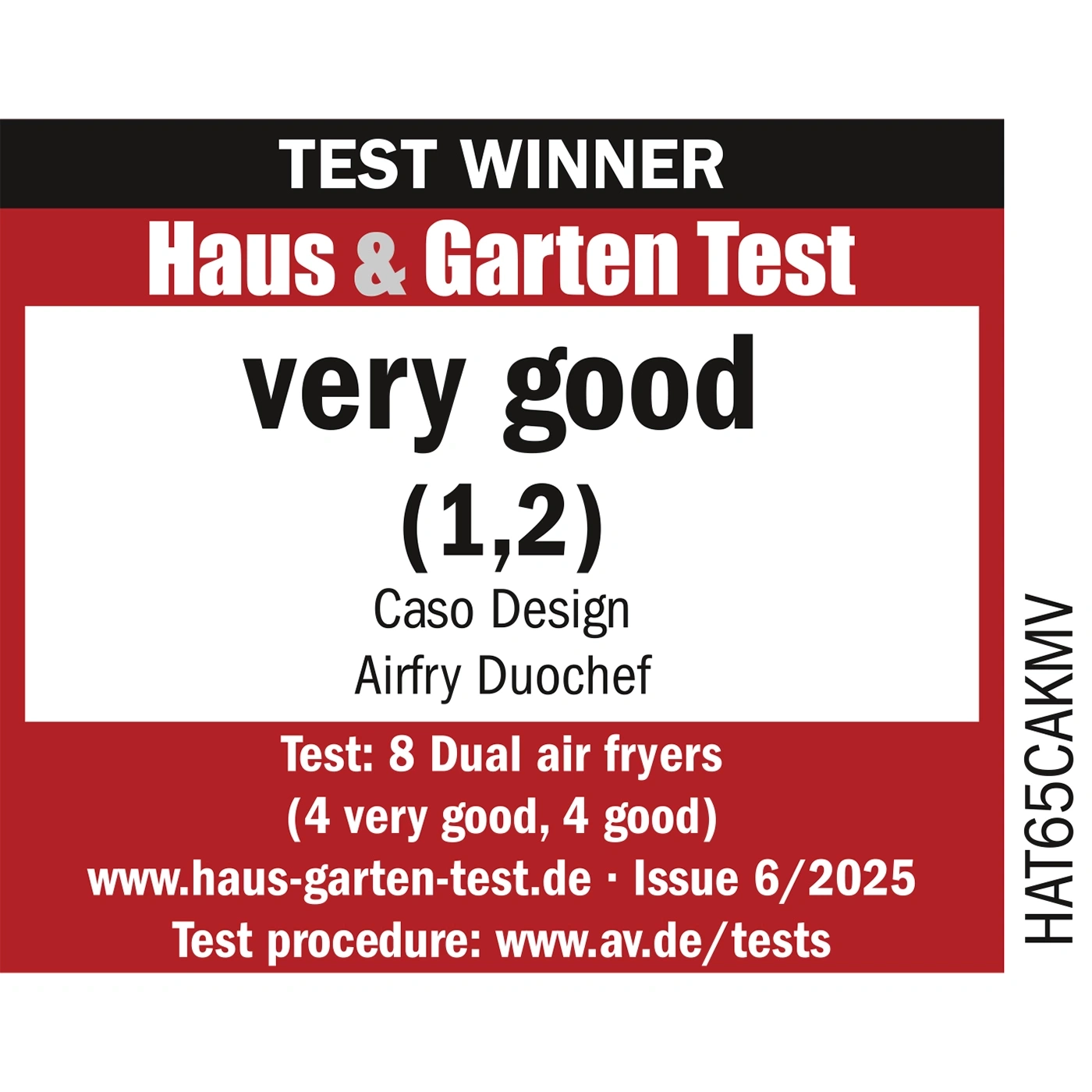 Test winner House & Garden Test with "very good (1.2)" for Caso Design Airfry Duochef.