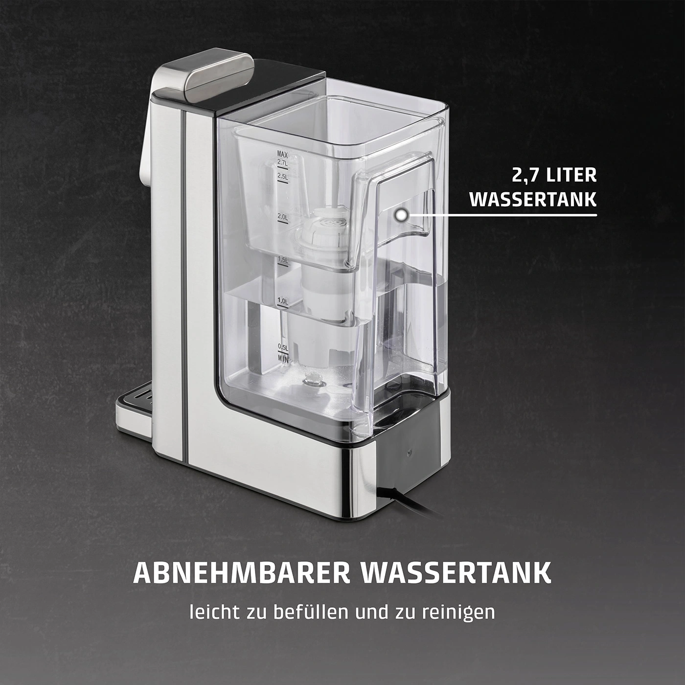 Kaffeemaschine mit abnehmbarem 2,7-Liter-Wassertank