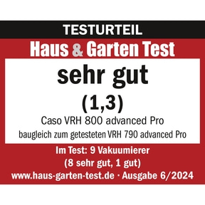 Testurteil Haus & Garten Test: sehr gut (1,3) für Caso VRH 800 advanced Pro.