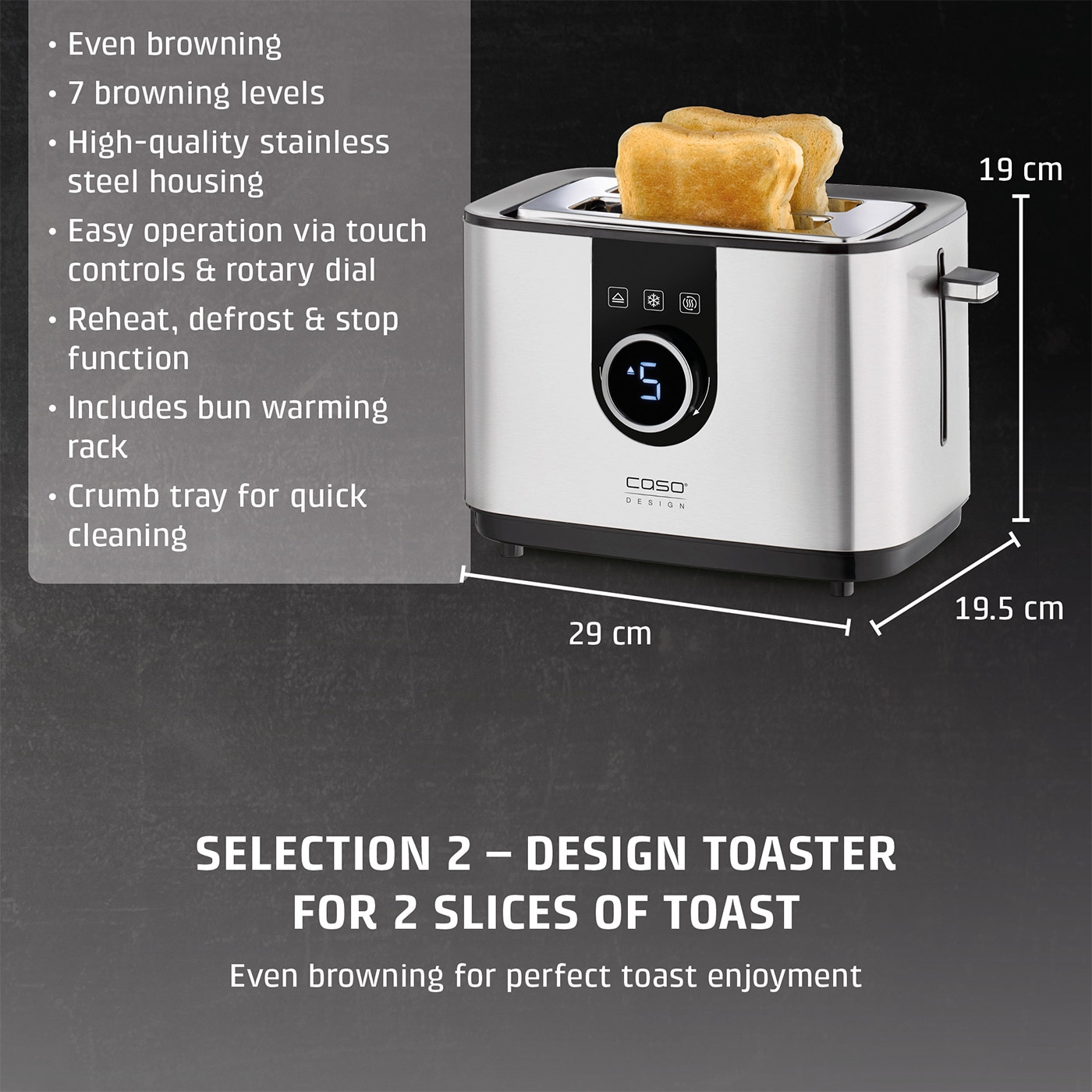 Selection T2 toaster for 2 slices