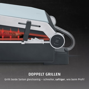 Der Grill mit doppeltem Grillen, schneller und saftiger als ein Profi.