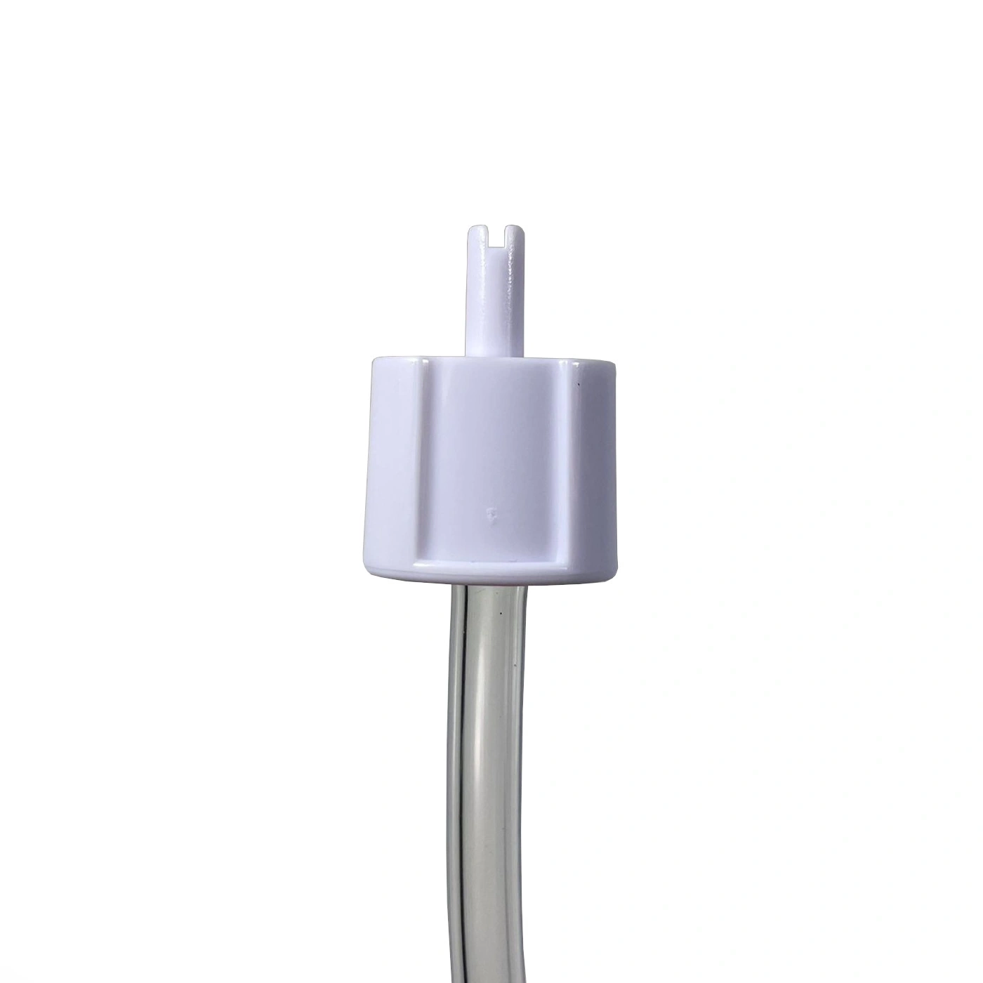 White plastic part with tube, isolated on white background