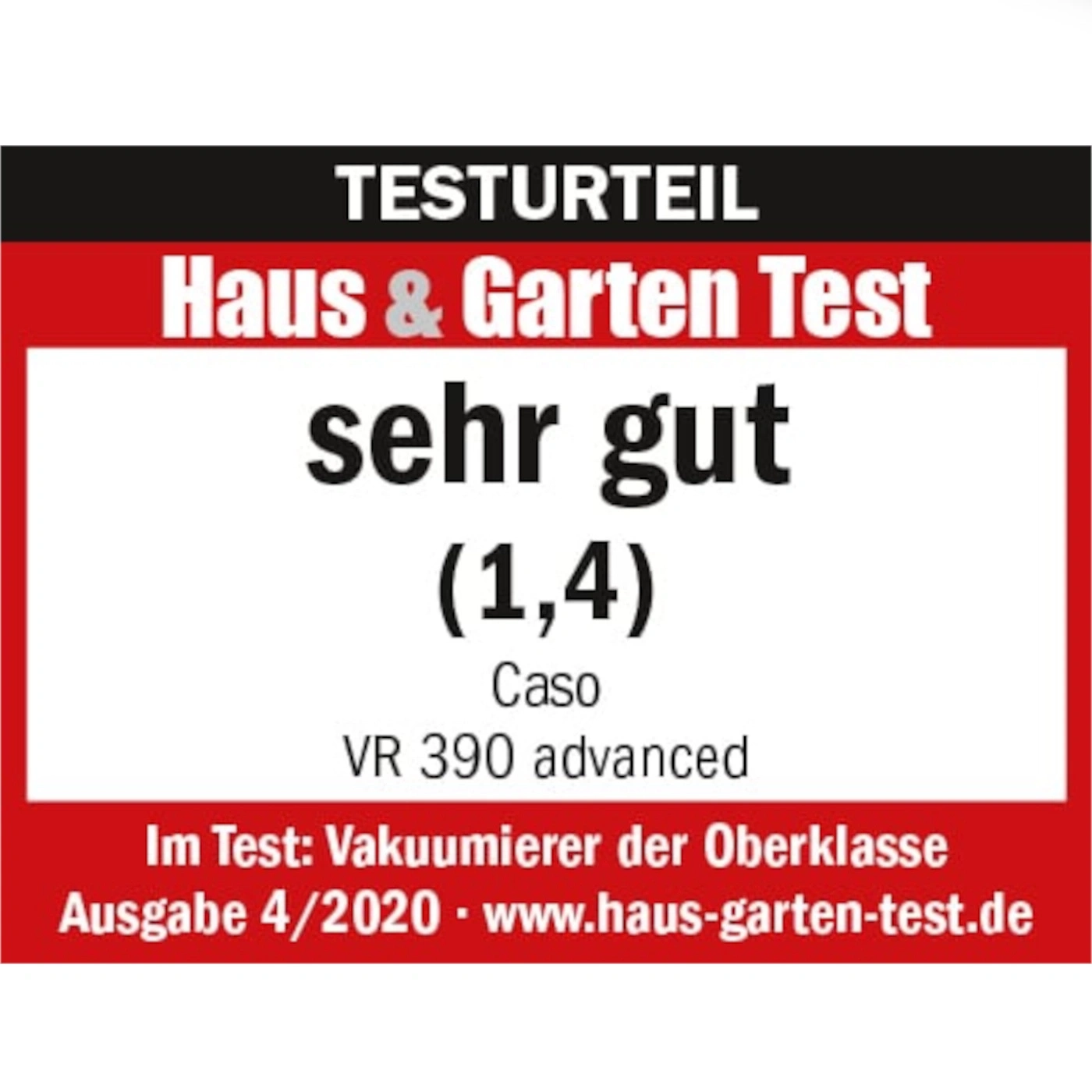Testurteil: Sehr gut (1,4) für Caso VR 390 advanced. Haus & Garten Test.