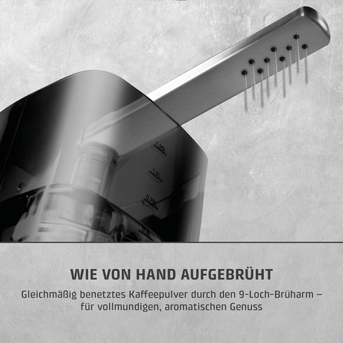 Kaffeemaschine mit Wasserdurchlauf und Markierungen