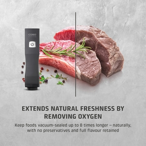 Freshness extension by oxygen removal. Food stays fresh longer without preservatives.