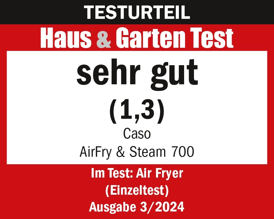Testurteil Haus & Garten Test, sehr gut (1,3), Caso AirFry & Steam 700, Ausgabe 3/2024