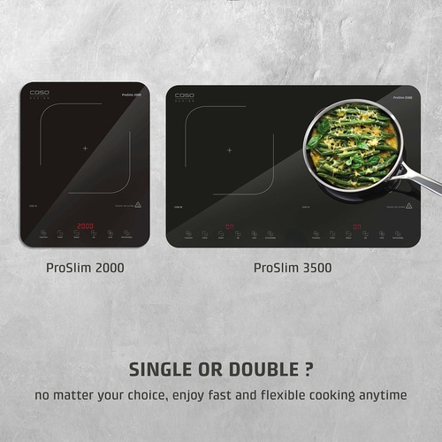 Induction cooktops ProSlim 2000 and 3500, text: Single or Doppelganger?
