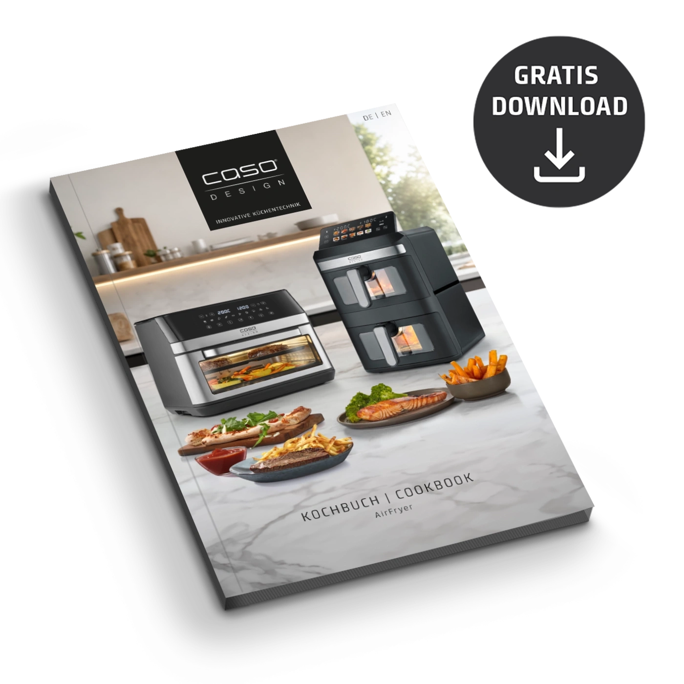 Kochbuch für Airfryer von Caso Design mit gratis Download.