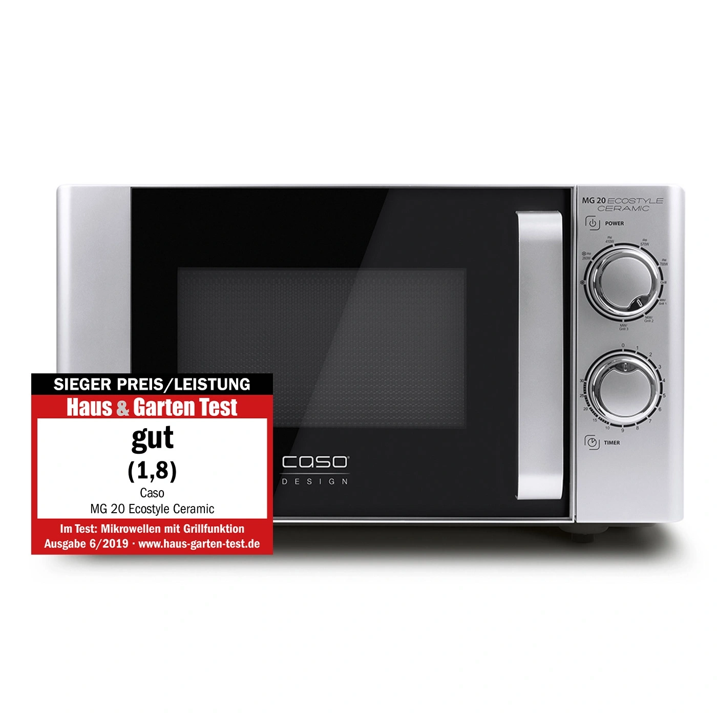 Microwave Caso MG 20 Ecostyle Ceramic, test result good (1.8), Haus & Garten Test