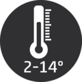Temperaturanzeige mit Gradzahlen von 2 bis 14 Grad Celsius