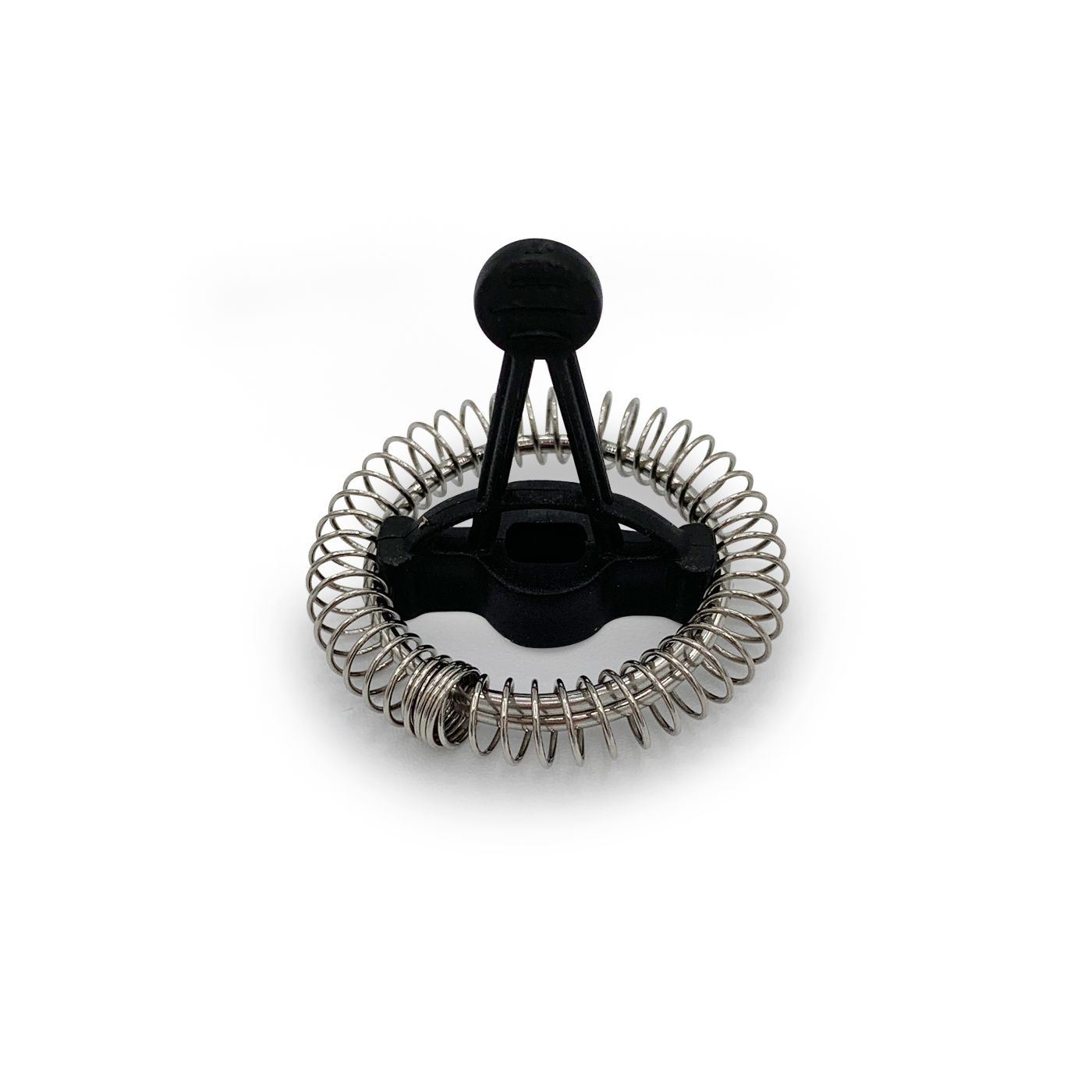 Schwarzer Milchaufschäumer mit Spirale auf weißem Hintergrund