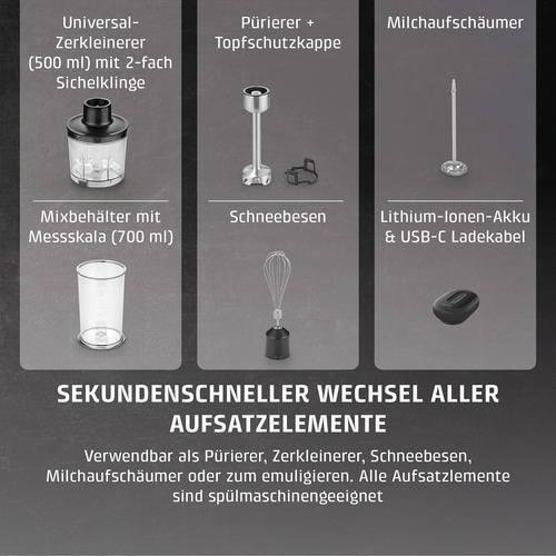 Click & Mash Kabelloses 4in1 Stabmixer-Set