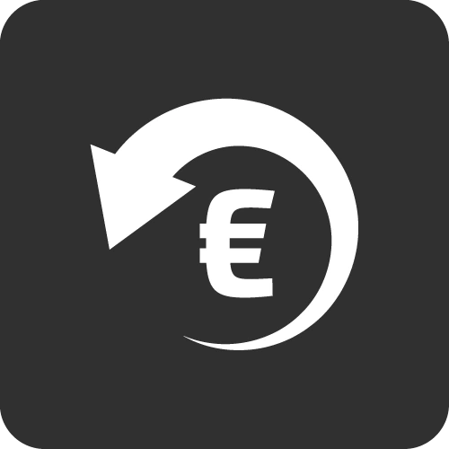 Euro-Symbol mit Rückpfeil, Geld zurück