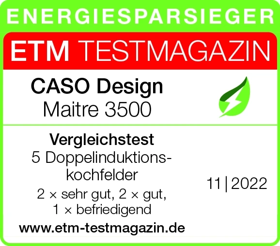 Energiesparsieger ETM Testmagazin CASO Design Maitre 3500 Vergleichstest 11|2022
