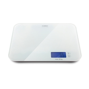 White kitchen scale with digital display, Caso Design, max. 20 kg, showing 65