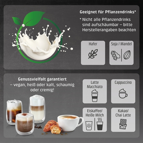 PremiumLatte XL Induktions- Milchaufschäumer für Kuhmilch- und Pflanzendrinks