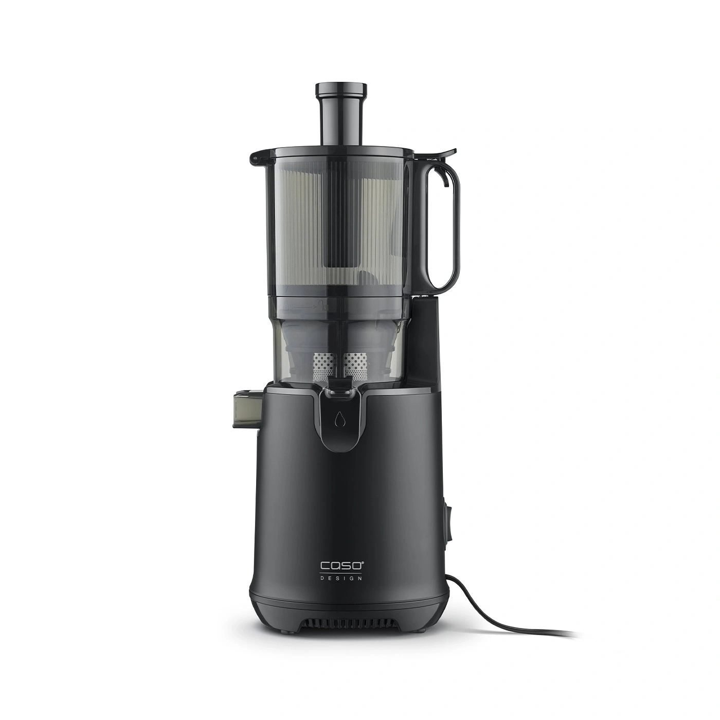 Black Caso Design juicer isolated on white background, product shot.